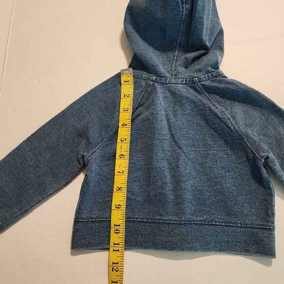 Baby Gap sz 18-24 m cropped hooded denim jacket full zip pockets - Picture 7 of 9